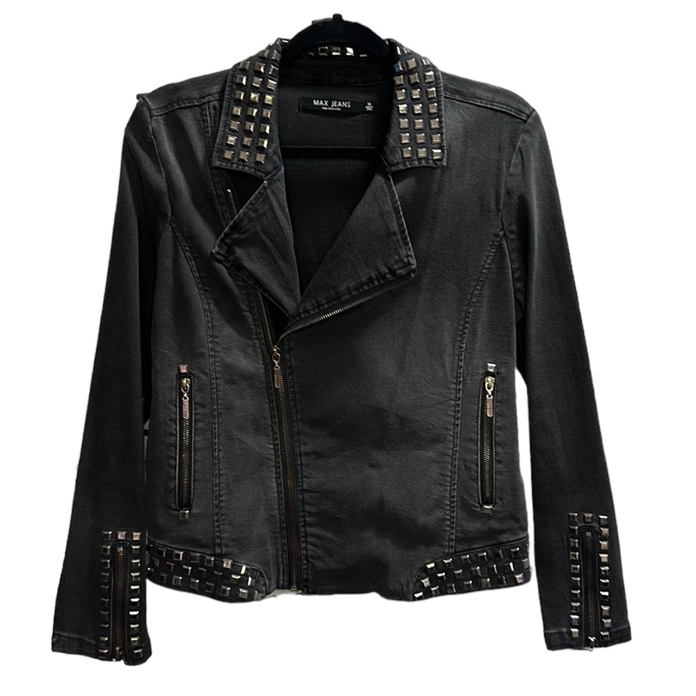 Max Jeans Black Studded Moto Jacket